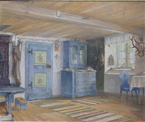 Zeichnung gemalte Architekturfassade 1887/88