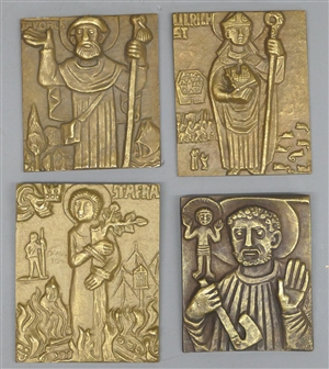 4 Bronzereliefs 