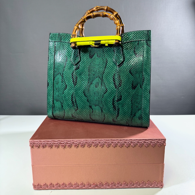 Gucci Diana Medium Bamboo Shopper Bag Python GG