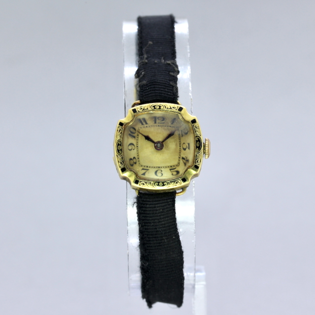Damenarmbanduhr, 18 kt Gelbgold, Handaufzug