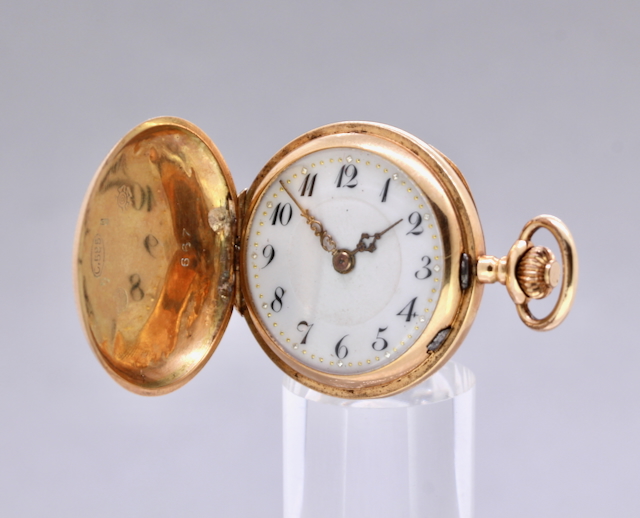 Damentaschenuhr, Savonnette, 14 kt Gelbgold, Kronenaufzug
