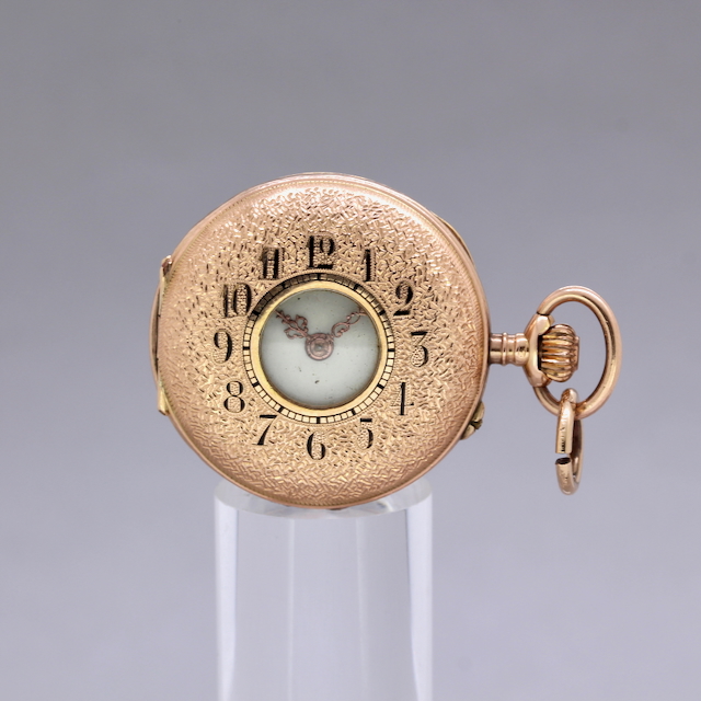 Damentaschenuhr, Halbsavonnette, 14 kt Gelbgold, Kronenaufzug,