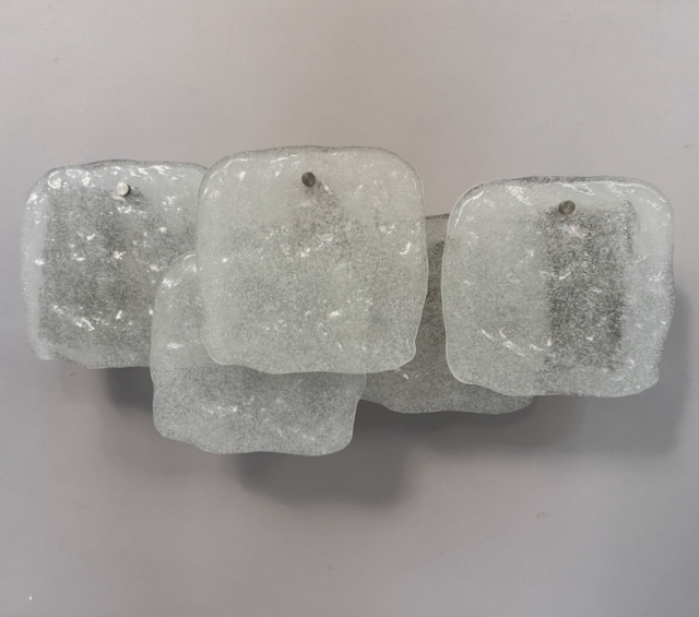 Wandleuchten aus Eisglas, 3er Set, von Kalmar Franken KG, 60er Jahre