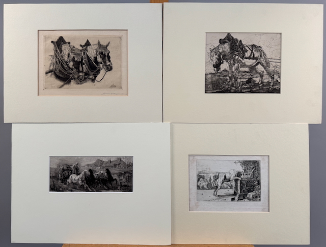 Konvolut aus 7 Druckgraphiken mit Pferde- und anderen Tiermotiven