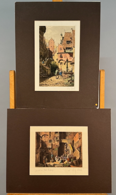 Paar Radierungen von Robert Jakob Bock (1896-1943) nach Gemälden von Karl Spitzweg
