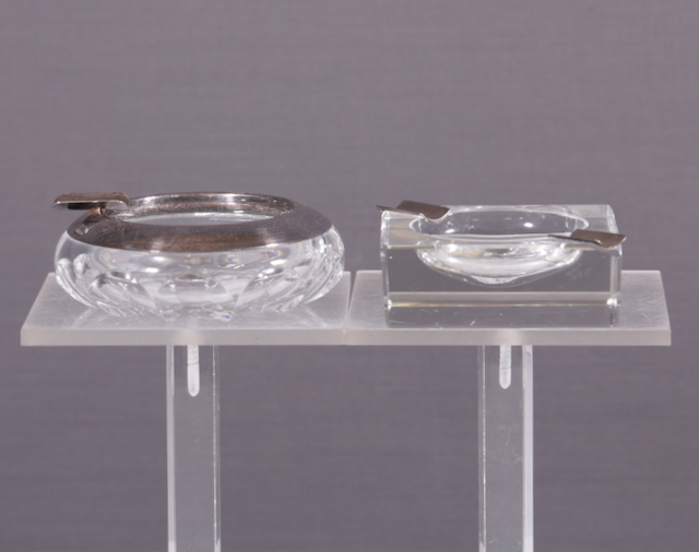 Paar Aschenbecher Kristallglas Sterling Silber