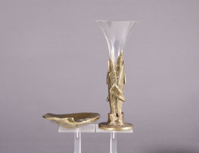 Bronze Vase und Anbietschale