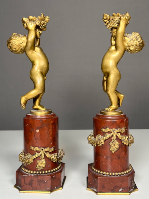 Paar Bronze-Kerzenständer feuervergoldet Frankreich wohl um 1880