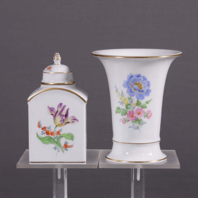 Vase und Teedose Meissen Porzellan